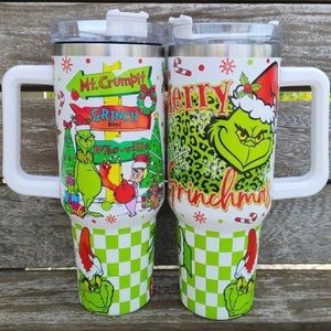 LAST 2 white/green checkered tumblers